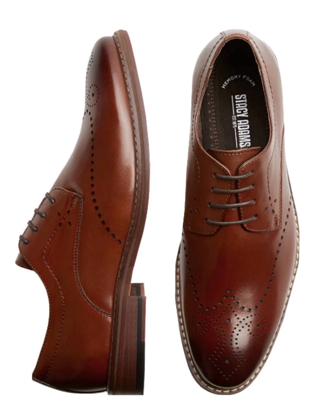 Stacy Adams Cognac Brown Leather Brogue Derby Shoes 11.5M